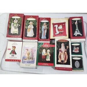 Bundle Of 11 Vintage Hallmark Keepsake Santa And Angel Christmas Ornaments